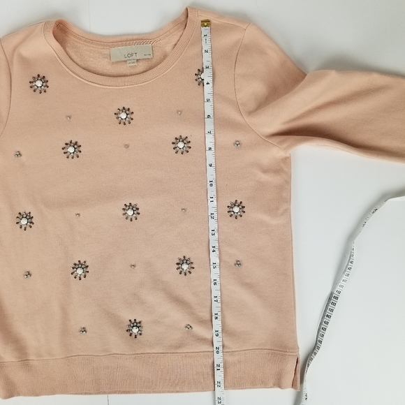 Loft pink bejeweled sweatshirt size LargeP - Picture 7 of 8